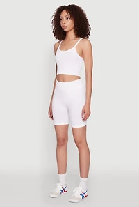 Womens Seamless Cropped Cami, White, Size S-M