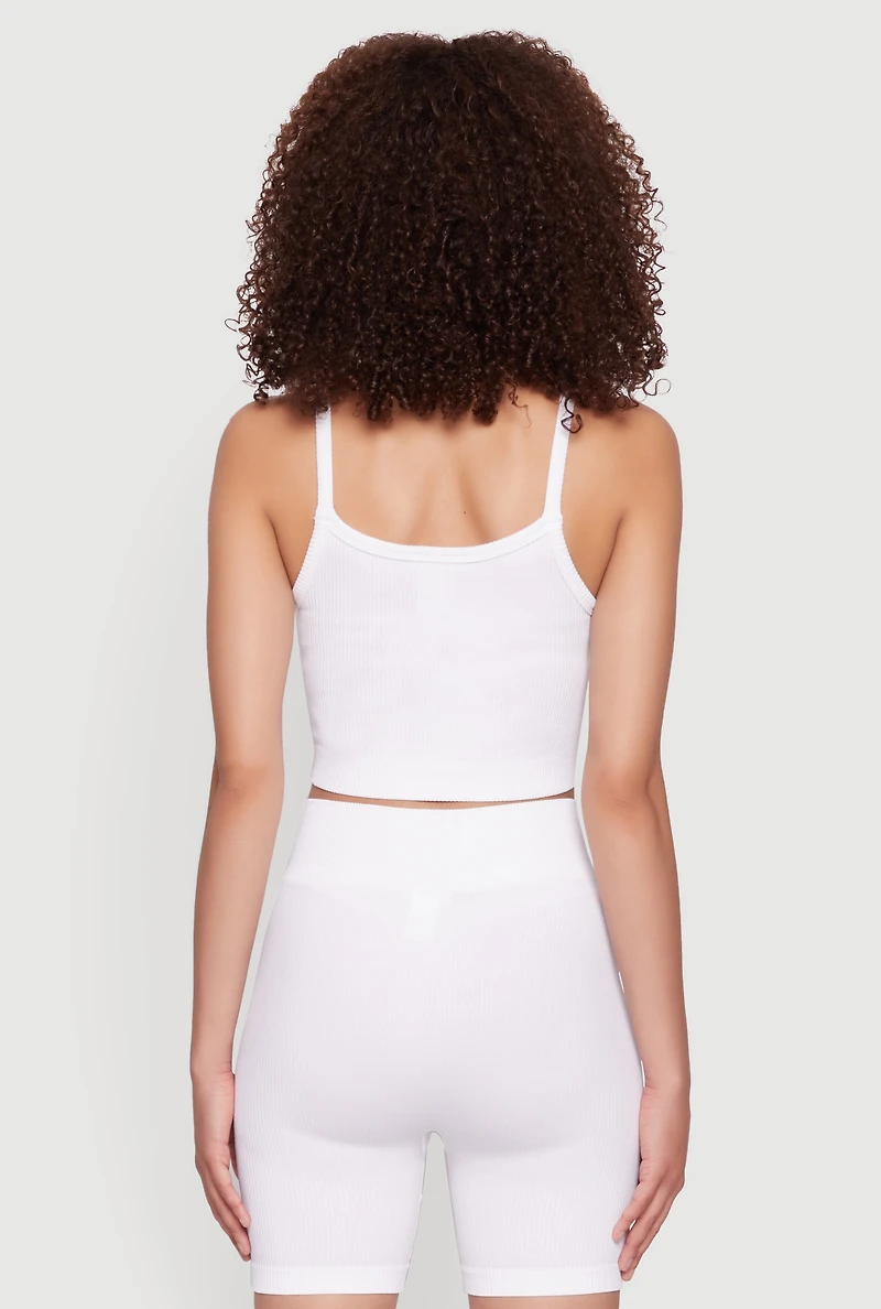 Womens Seamless Cropped Cami, White, Size S-M