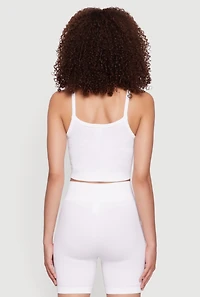 Womens Seamless Cropped Cami, White, Size S-M