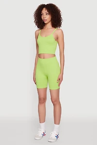 Womens Seamless Cropped Cami, Green, Size S-M