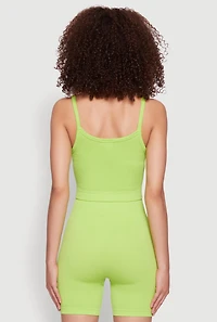 Womens Seamless Cropped Cami, Green, Size S-M
