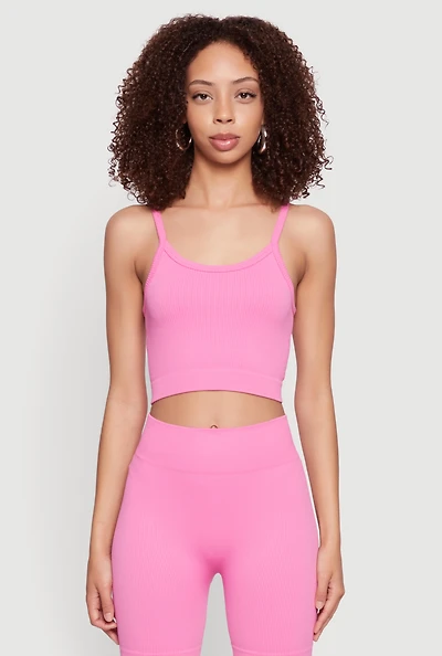Womens Seamless Cropped Cami, Pink, Size M-L