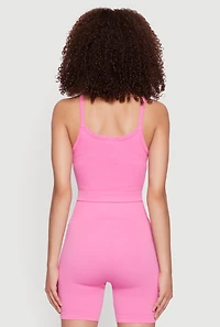 Womens Seamless Cropped Cami, Pink, Size M-L