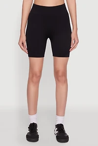 Womens Seamless Wide Waistband Biker Shorts,