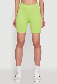 Womens Seamless Wide Waistband Biker Shorts, S-M