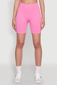 Womens Seamless Wide Waistband Biker Shorts, M-L