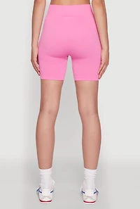 Womens Seamless Wide Waistband Biker Shorts, M-L