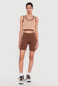 Contrast Trim Seamless Ribbed Cropped Tank Top