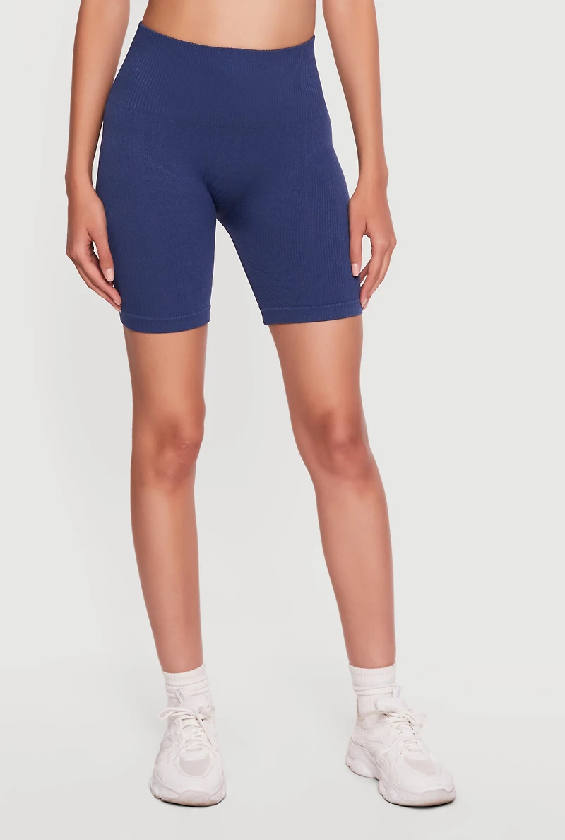 Seamless Ribbed Bike Shorts