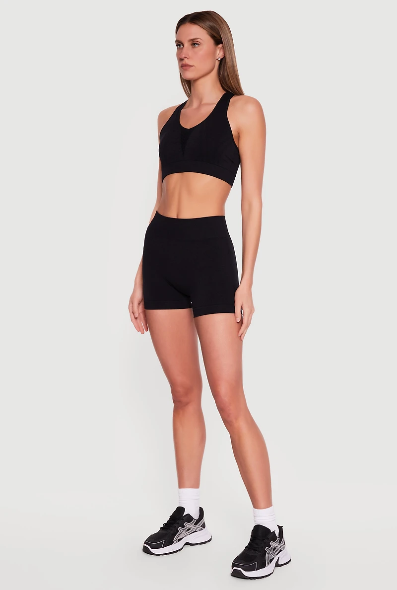 Solid Seamless High Waisted Bike Shorts