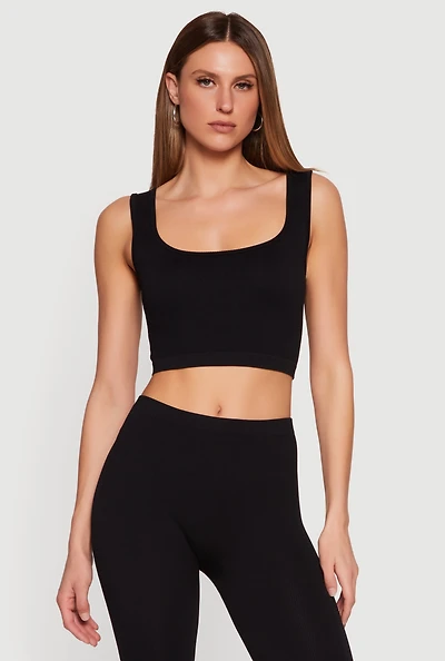 Seamless Rib Knit Cropped Tank Top