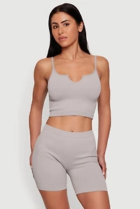 Compression Rib Notch Neck Cropped Cami