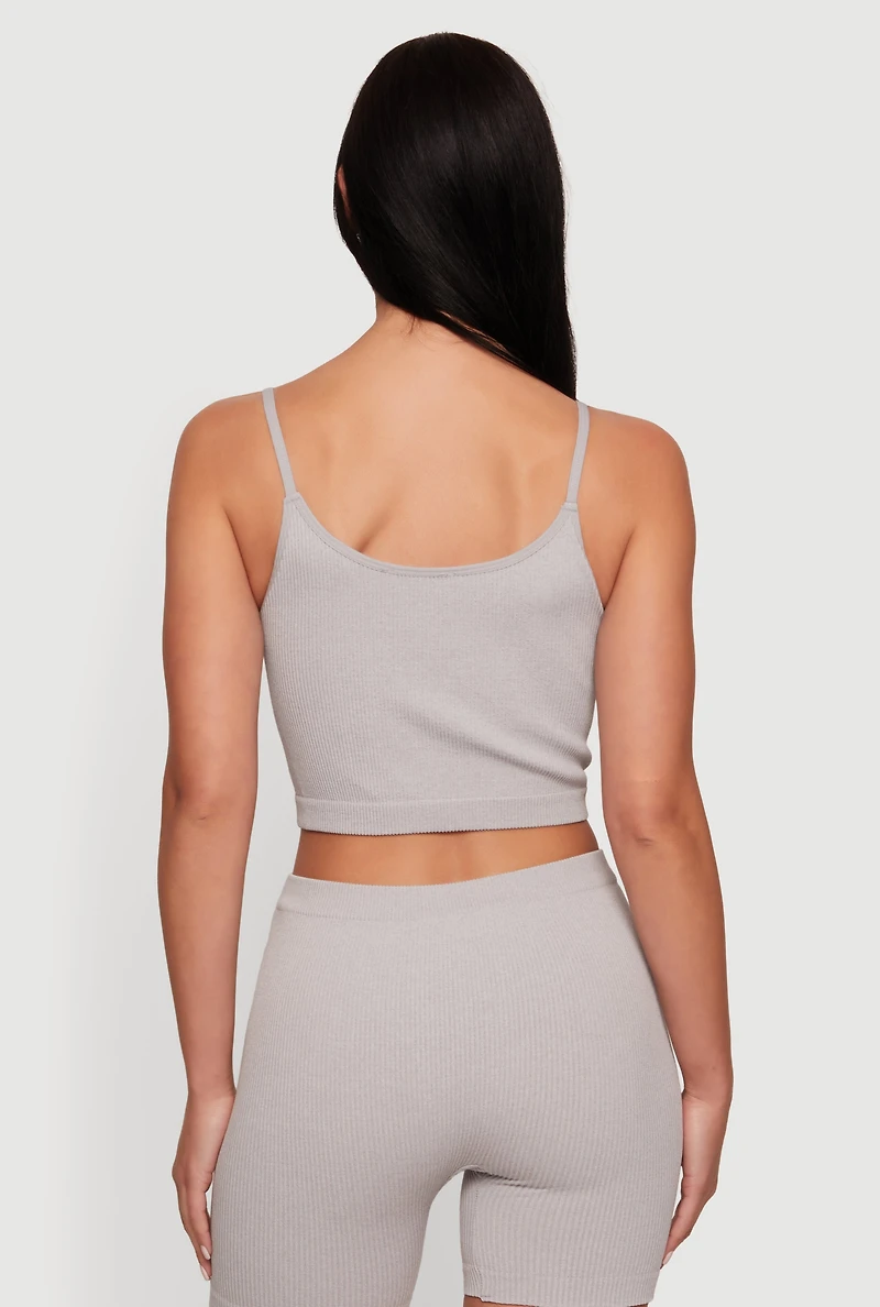 Compression Rib Notch Neck Cropped Cami
