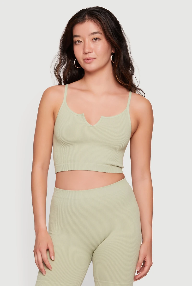 Compression Rib Notch Neck Cropped Cami