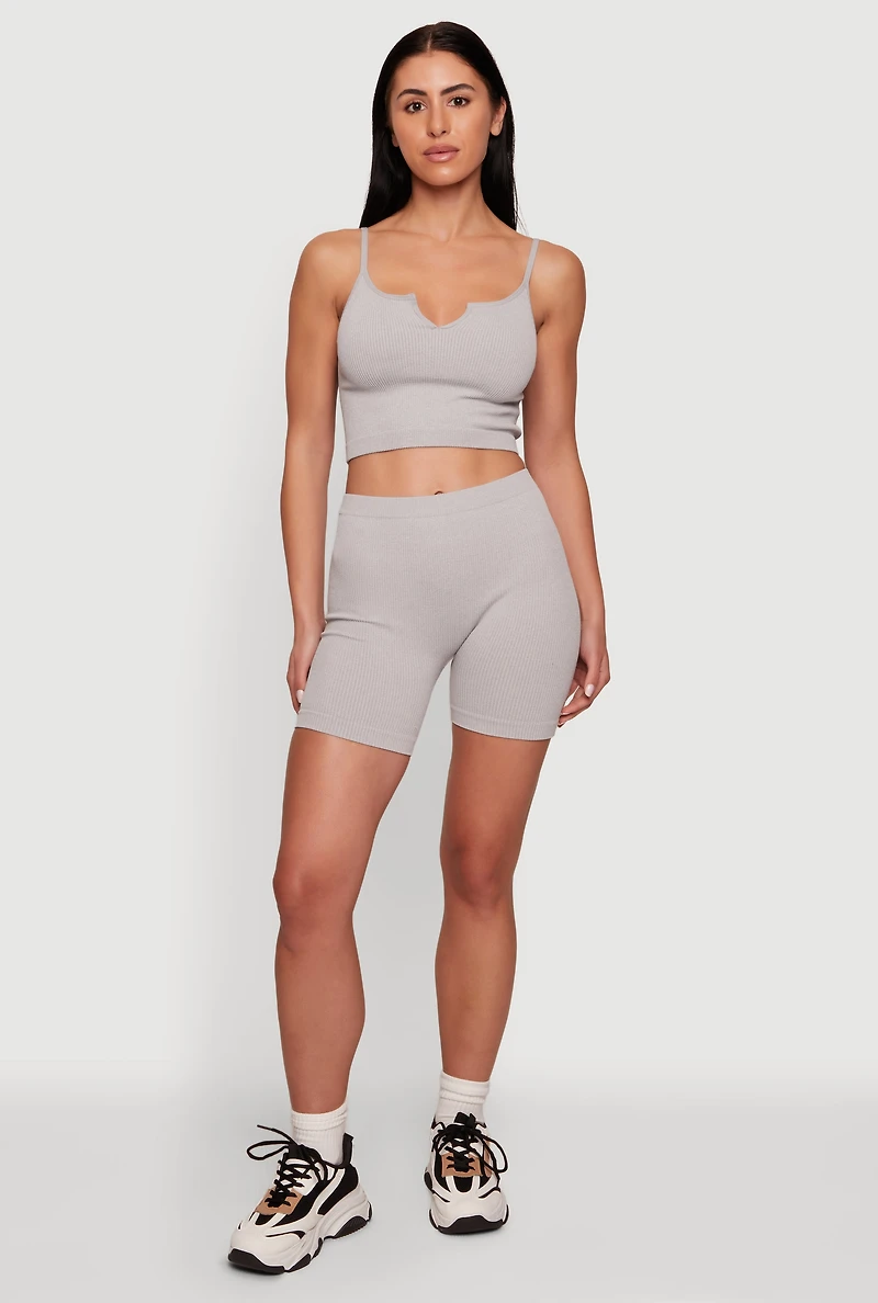 Compression Rib High Waisted Bike Shorts