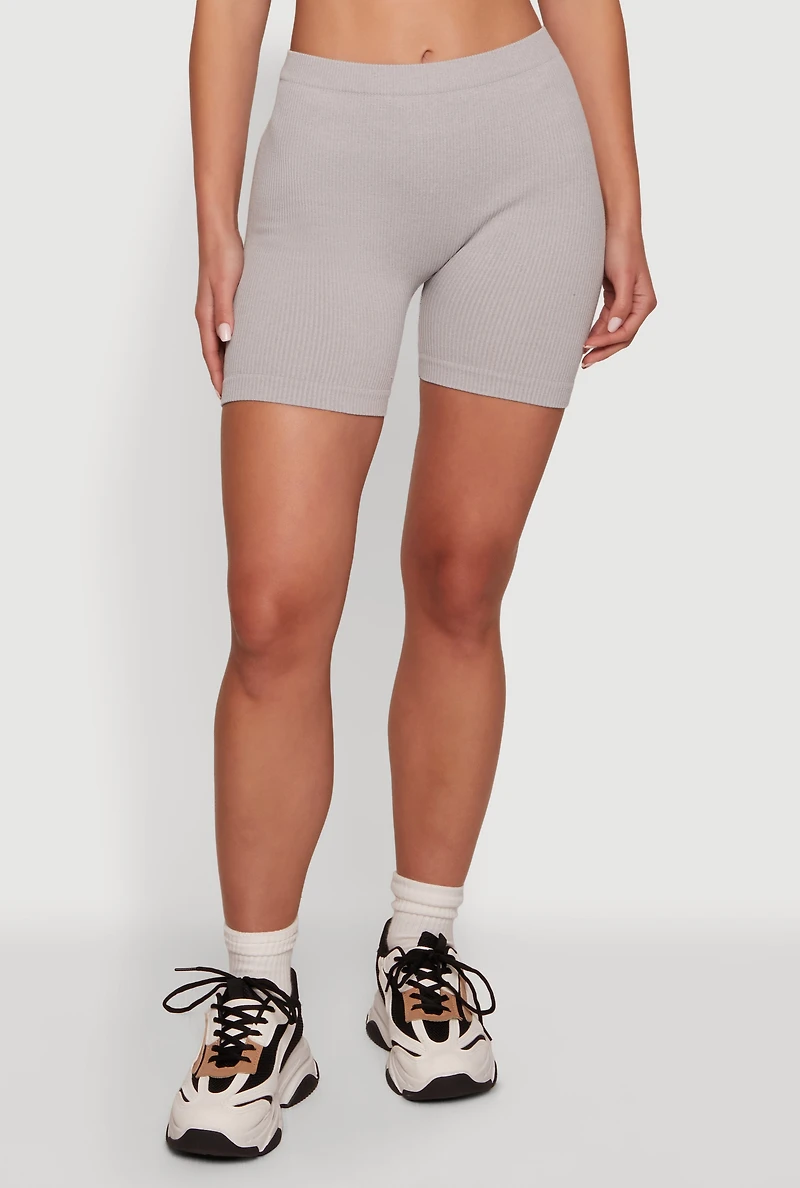 Compression Rib High Waisted Bike Shorts