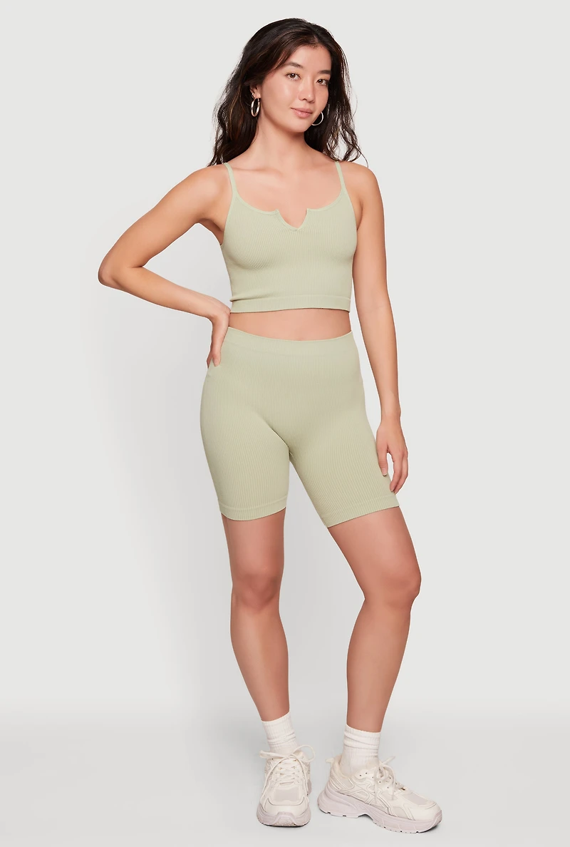 Compression Rib High Waisted Bike Shorts