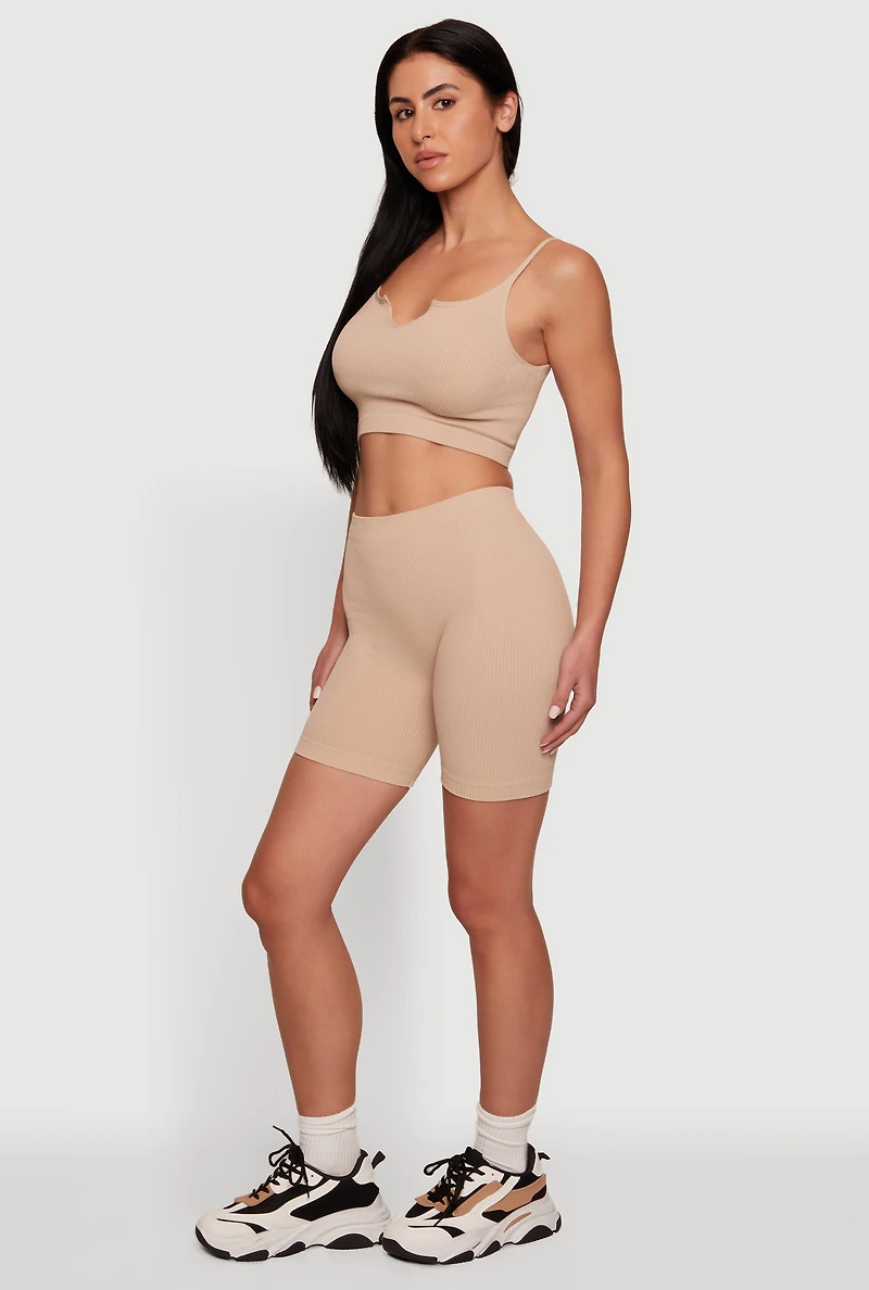 Compression Rib High Waisted Bike Shorts