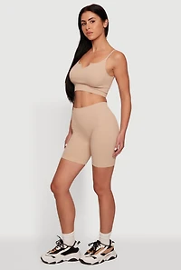 Compression Rib High Waisted Bike Shorts