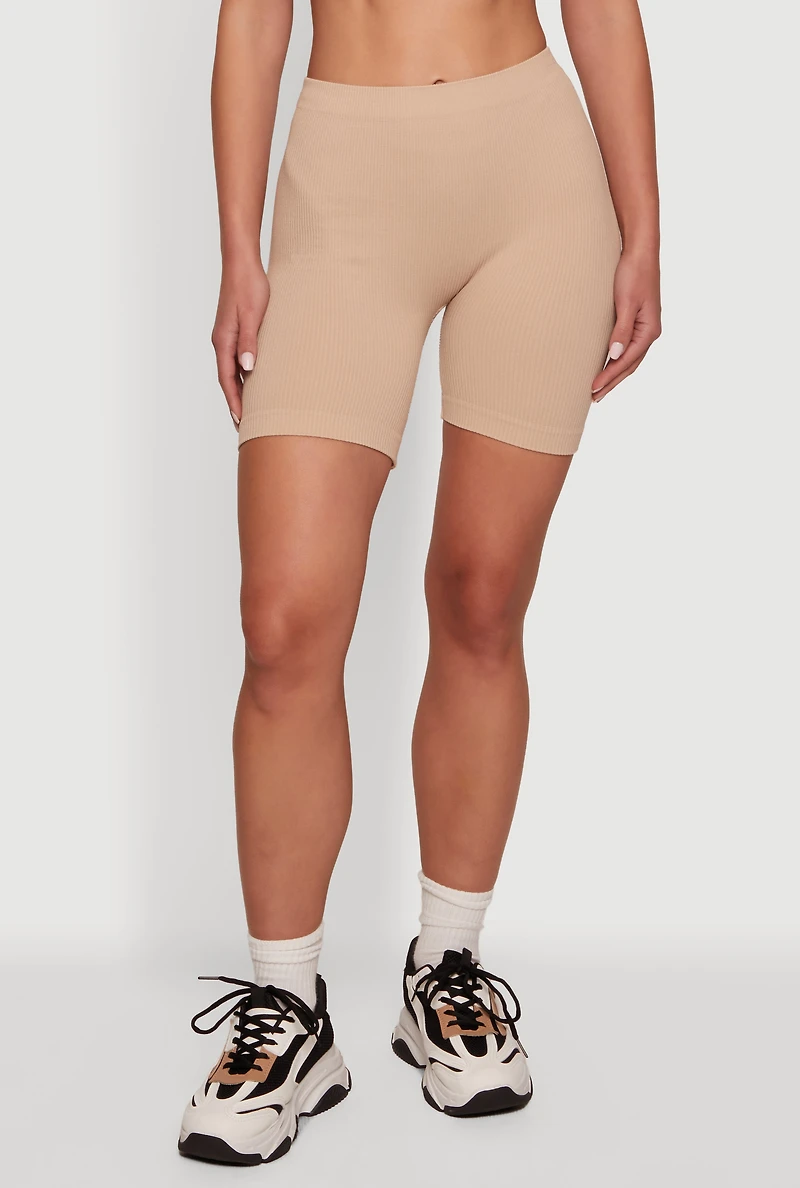 Compression Rib High Waisted Bike Shorts