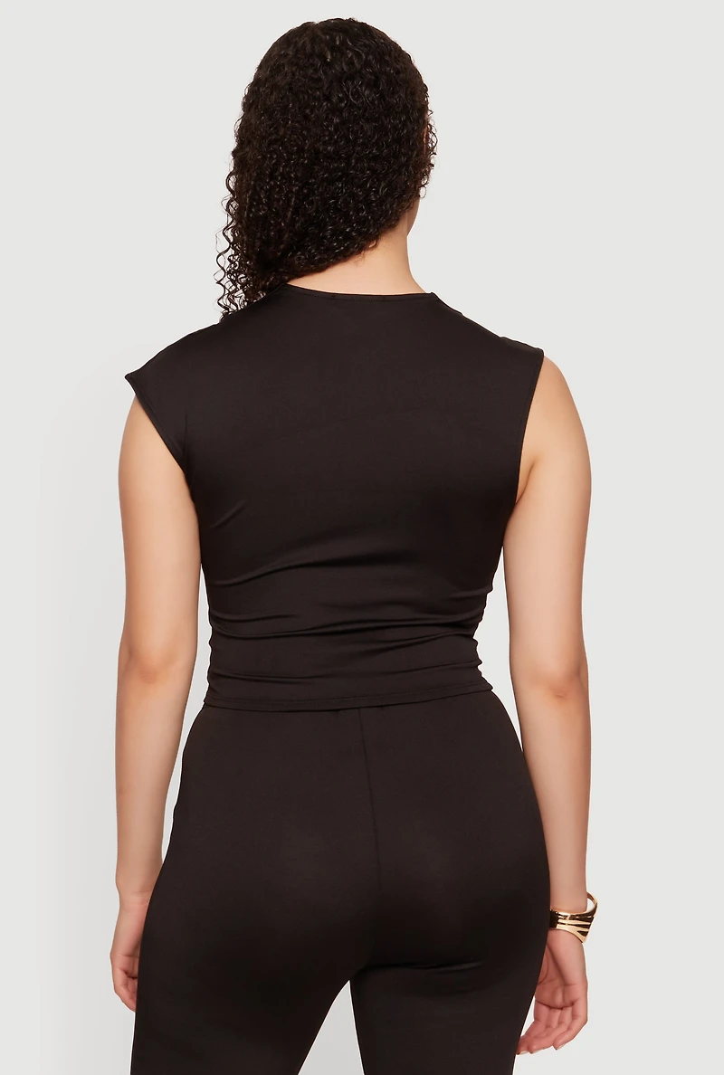 Asymmetrical Keyhole Neckline Crop Top