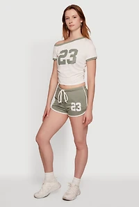 23 Graphic Drawstring Waist Dolphin Shorts