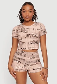 Graffiti Letter Print Crop Top