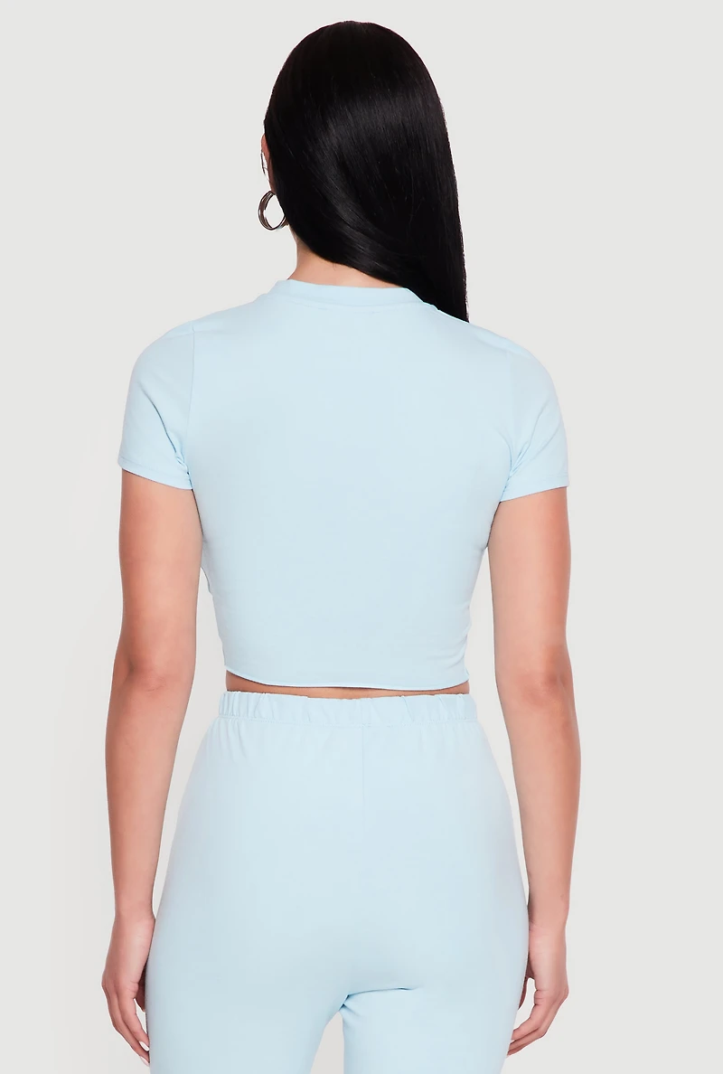 Laser Cut Short Sleeve Crop Top