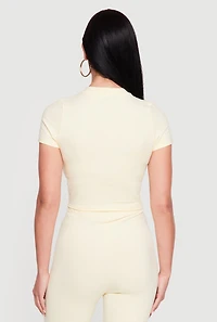 Laser Cut Short Sleeve Crop Top
