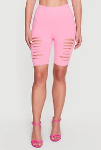 Laser Cut High Waisted Biker Shorts
