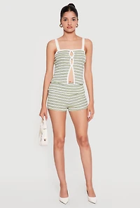 Striped Fold Over Shorts