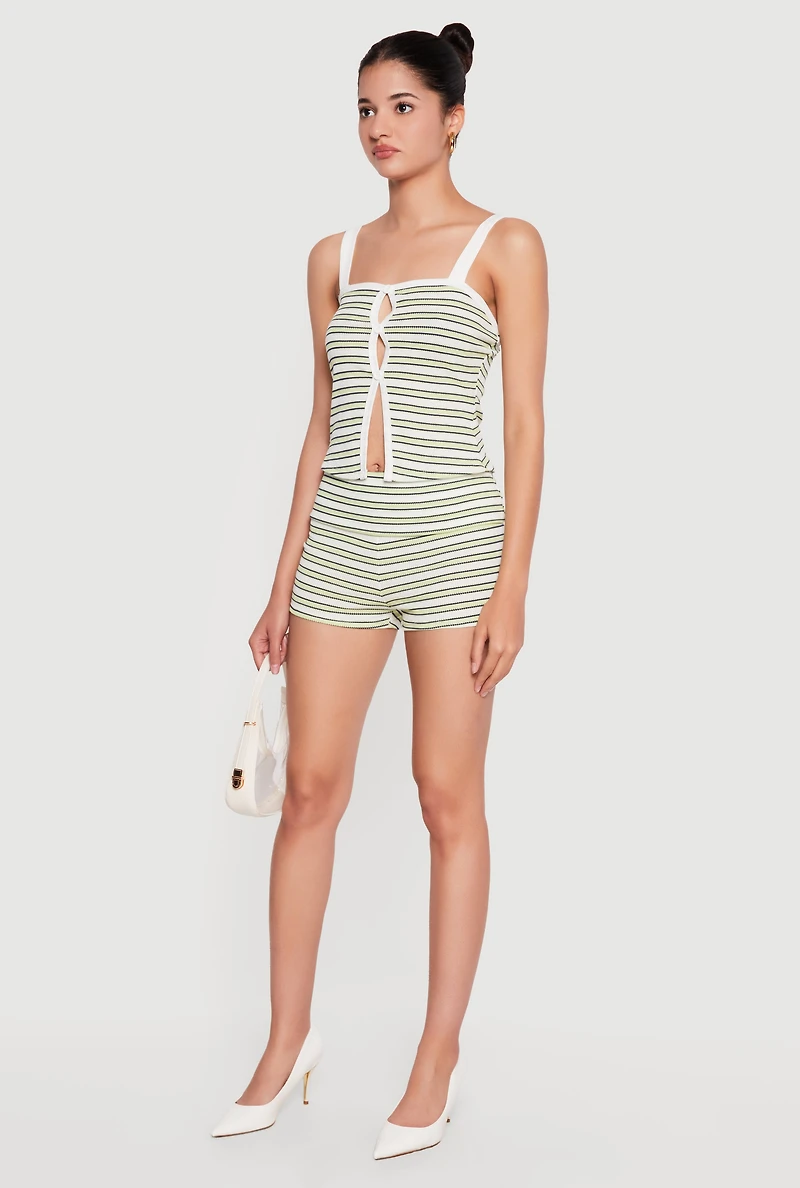 Striped Fold Over Shorts