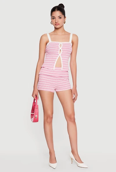 Striped Fold Over Shorts