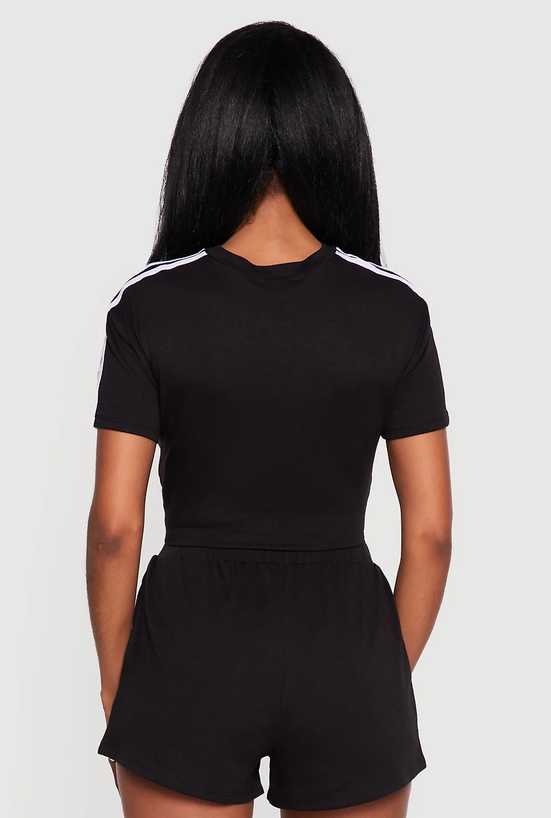 Twist Front Varsity Striped Crop Top