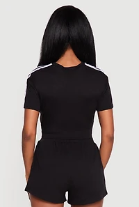 Twist Front Varsity Striped Crop Top