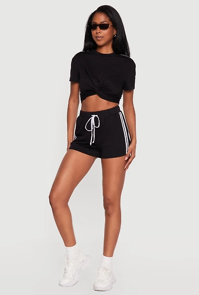 High Waisted Varsity Stripe Shorts