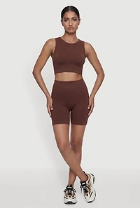 Seamless High Waisted Compression Rib Bike Shorts