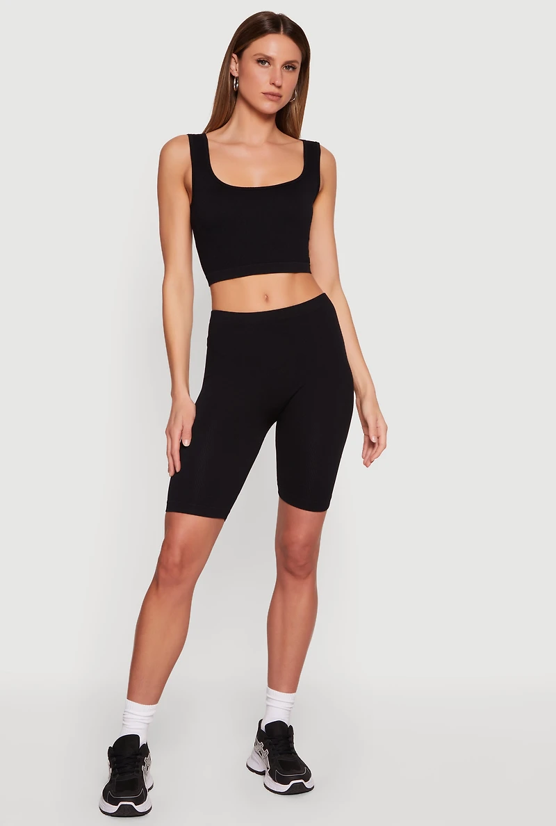 Seamless Rib Knit Bike Shorts