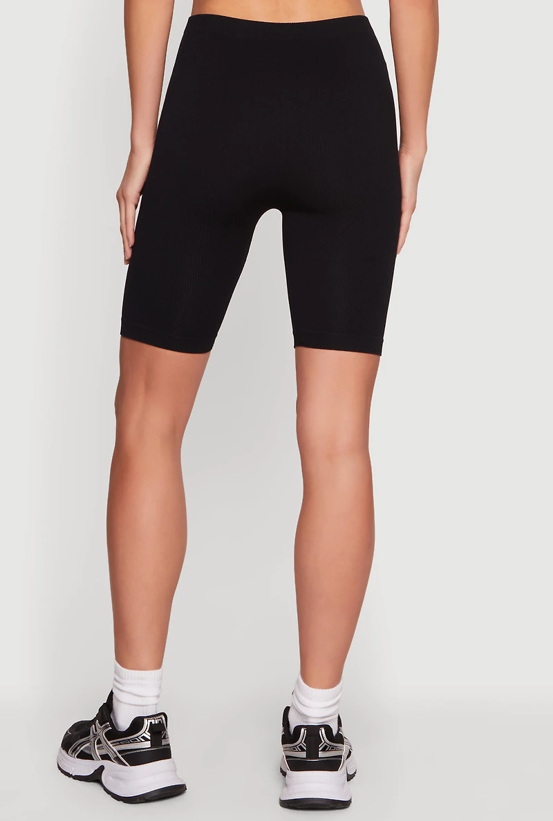 Seamless Rib Knit Bike Shorts