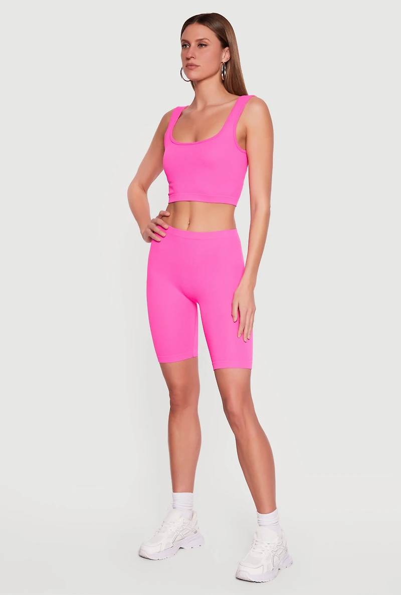 Seamless Rib Knit Bike Shorts