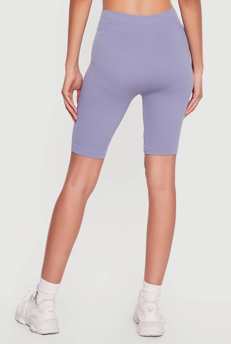 Seamless Rib Knit Bike Shorts