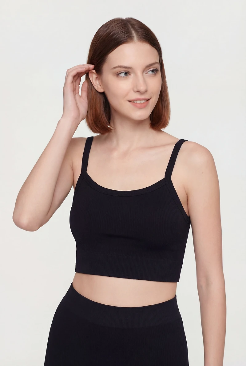 Seamless Ribbed Knit Sports Bra