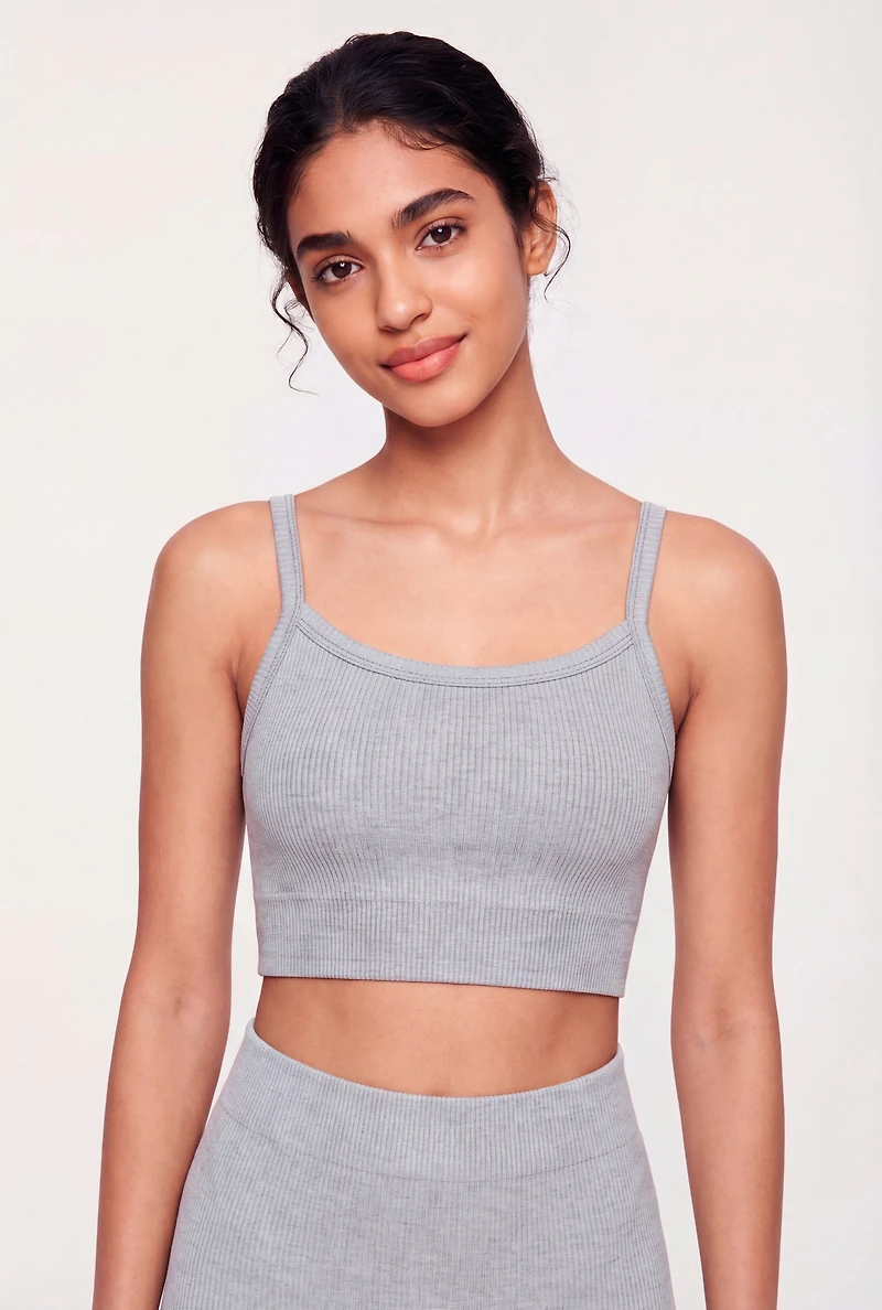 Seamless Ribbed Knit Sports Bra