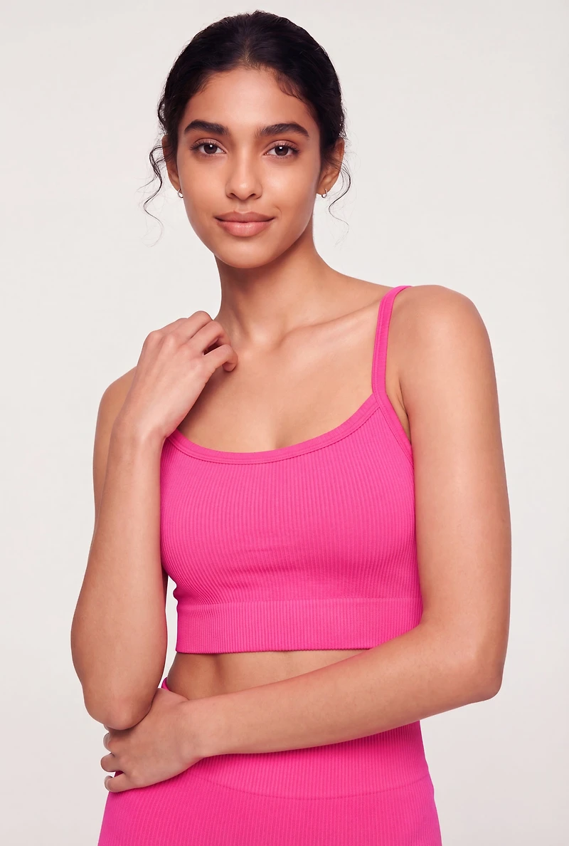 Seamless Ribbed Knit Sports Bra