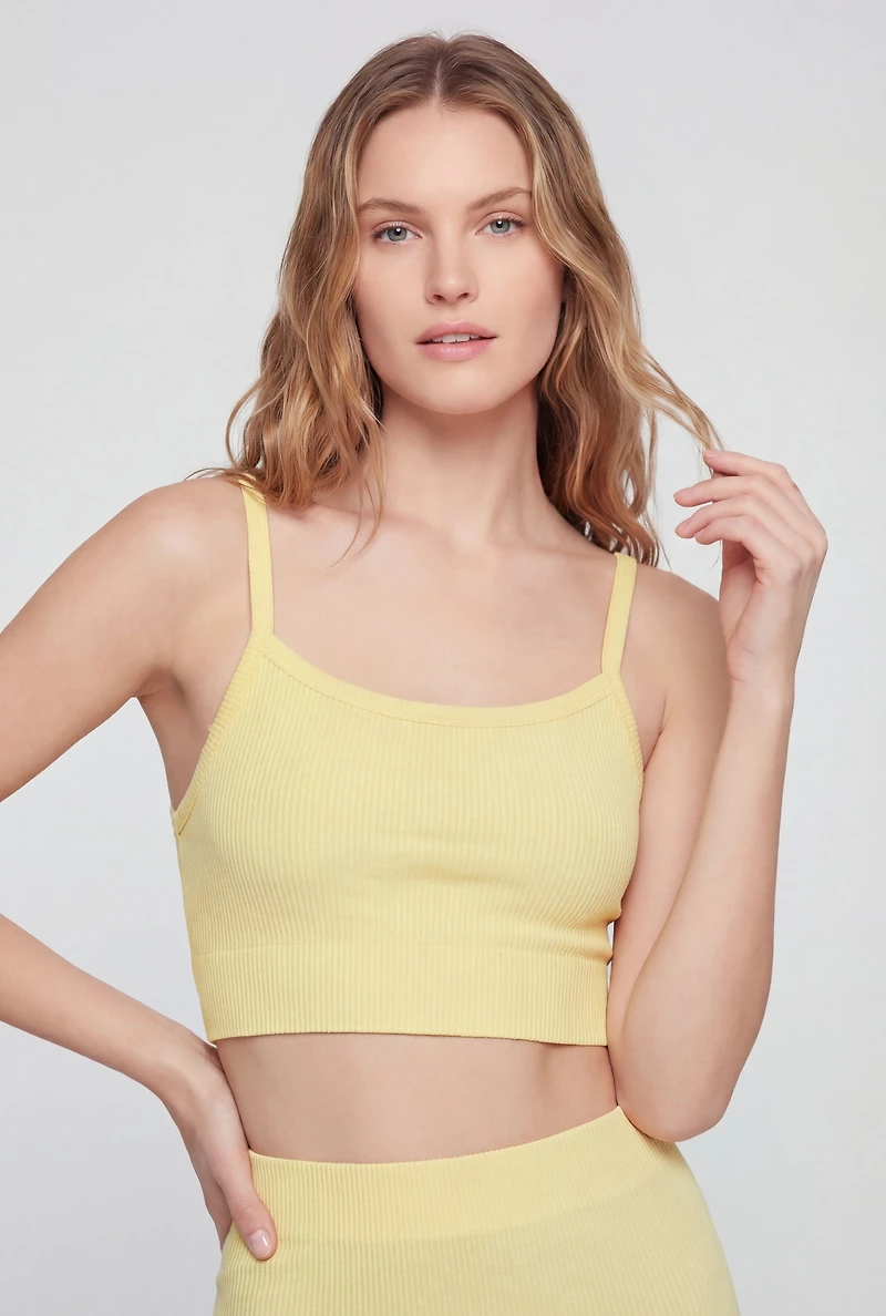 Seamless Ribbed Knit Sports Bra