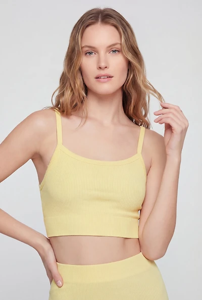 Seamless Ribbed Knit Sports Bra