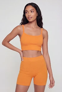 Seamless Ribbed Knit Sports Bra