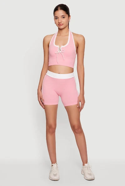 Seamless Contrast Trim Bike Shorts
