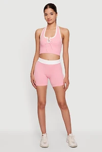 Seamless Contrast Trim Bike Shorts