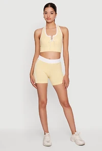 Seamless Contrast Trim Bike Shorts